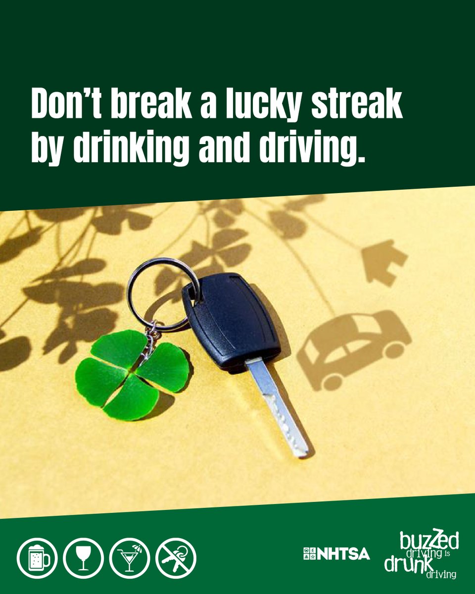 VSPPIO's tweet photo. A designated driver is your lucky charm. 🍀
#drivesmartvirginia https://t.co/sxCCvLyJdr