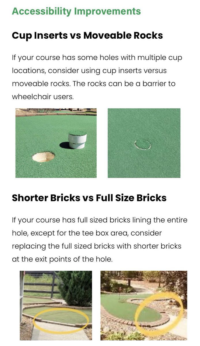 AccessMiniGolf's tweet photo. Happy #MiniGolfMonday!
Are you looking for information about how to improve the accessibility of your mini golf course?
We’ve got that and more on the “Accessibility” page of our website.
#AccessMiniGolf ♿️⛳️
https://t.co/1vL86Xhsio https://t.co/RCkAsttR4L