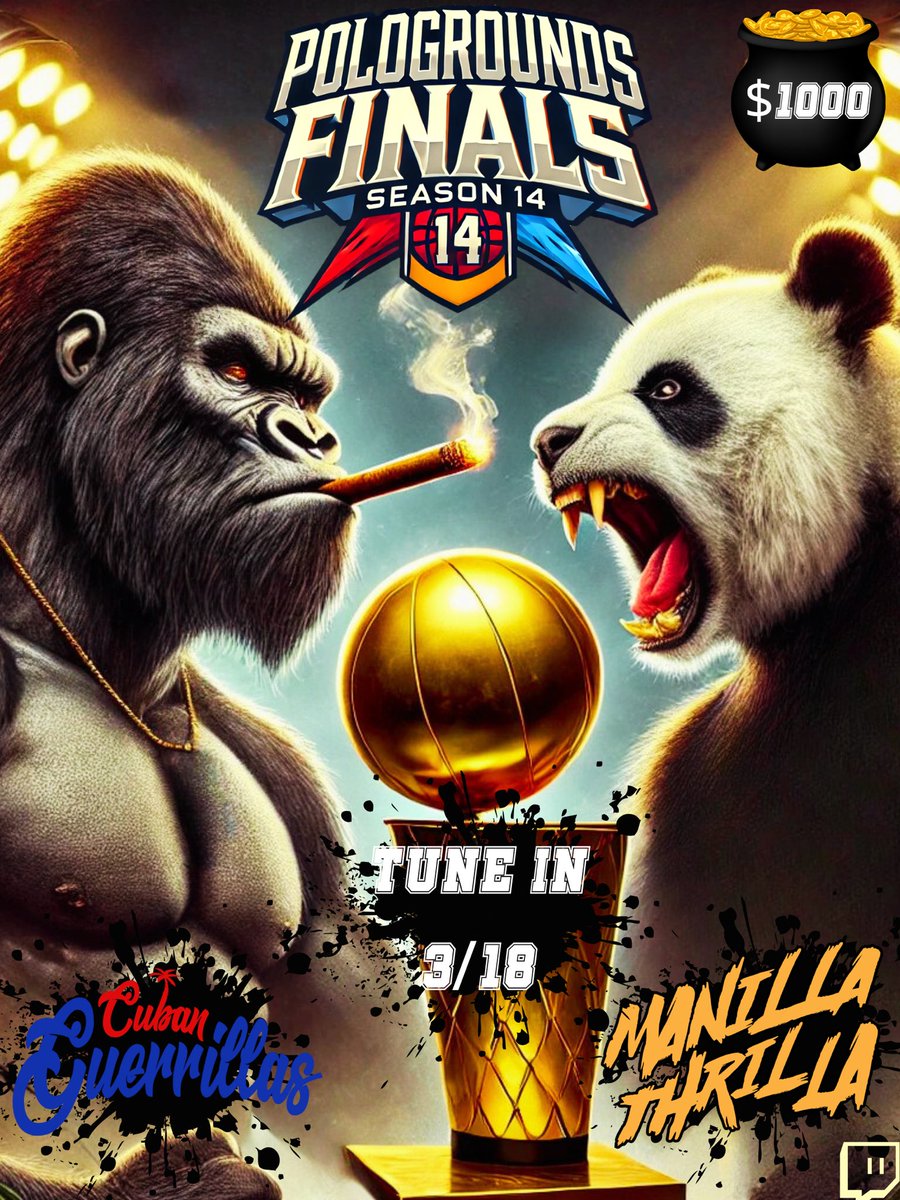 T2E_SportsLG's tweet photo. Tune into @T2E_SportsLG Polo-Grounds Szn 14 Finals Tuesday as the Guerrillas take on the Thrilla for the $1000 pot!!! 

Sign-ups for szn 15 are open!!! Join the discord and get signed up as a player or GM.

Discord: https://t.co/9GteZxflJW… https://t.co/igDJRNn48r