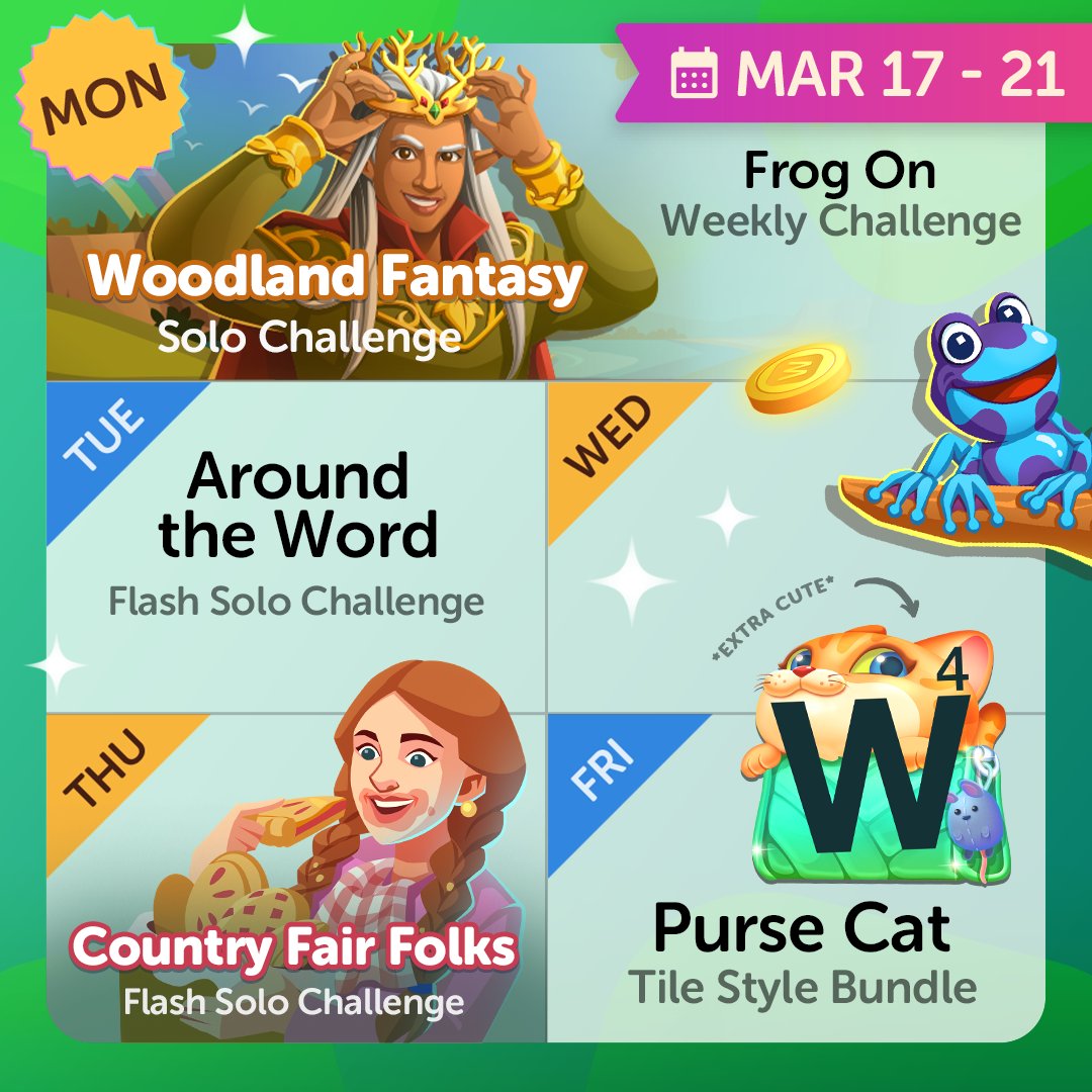Some luck is on your side today, Wordies! 🍀 There is an incredible week of challenges and fun ahead! 🐸 Hop to it!: play.wordswithfriends.com/kfET/TW031725WC

#wordswithfriends #wordgames #trainyourbrain #brainteaser