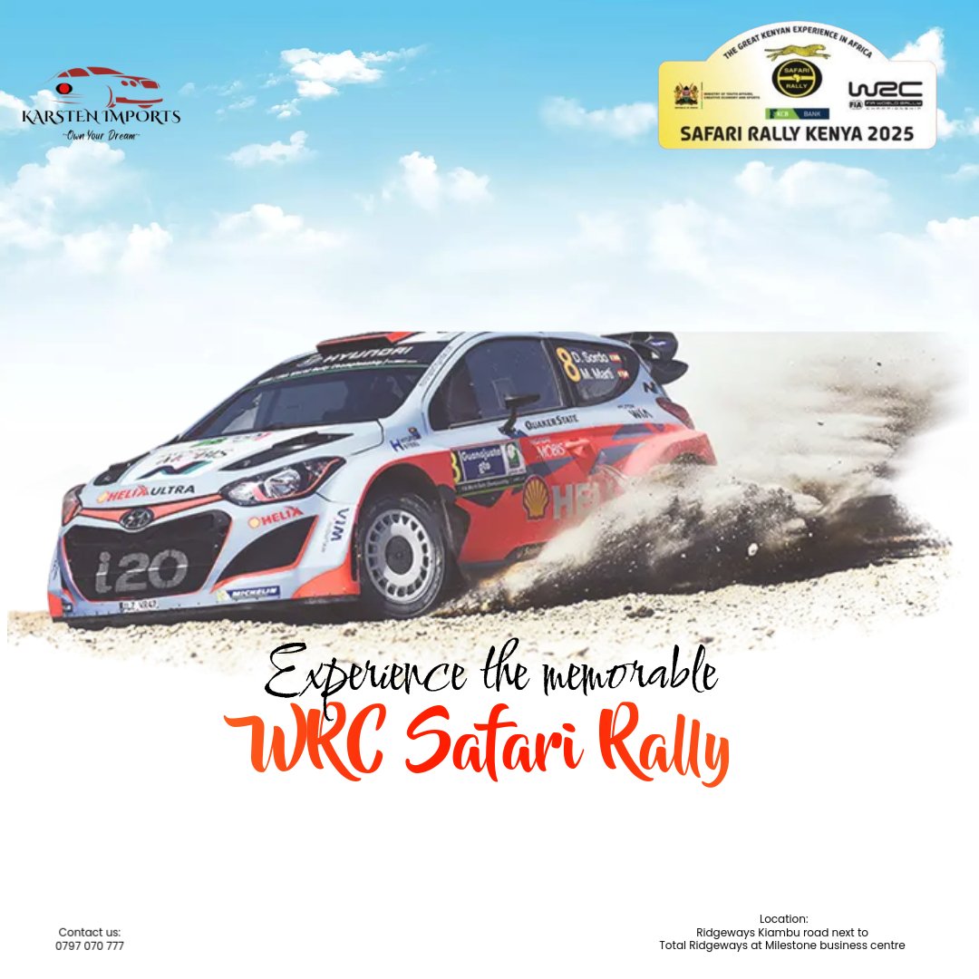 karstenimports's tweet photo. Naivasha Tunacome! 🏎️
We bringin’ the cars and the energy! Catch us there 😎. We will be in the mix showcasing some of the freshest rides! No better way to experience the rally vibes than with the best cars in town! 

See you then!🫡
Contact us: 
☎️ 0797 070 777 - Office
☎️ 0714 532 213 - Harry

Location:
📍 Ridgeways Kiambu road next to Total Ridgeways at Milestone business centre.
#WRCSafariRally2025 #WRC #SafariRally #safarirally2025 #WRCSafariRally2025