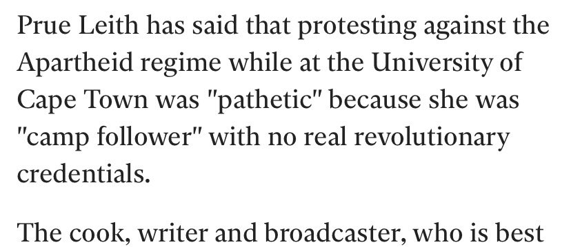 <a href="/TommyInPA/">Thomas</a> <a href="/J_fassler/">Jeremy Fassler</a> This is a gross misrepresentation of what she said. Her point was that people protesting — like LEITH HERSELF — were pathetic because they were bourgeois white folk who didn’t have the credentials of more serious leaders.