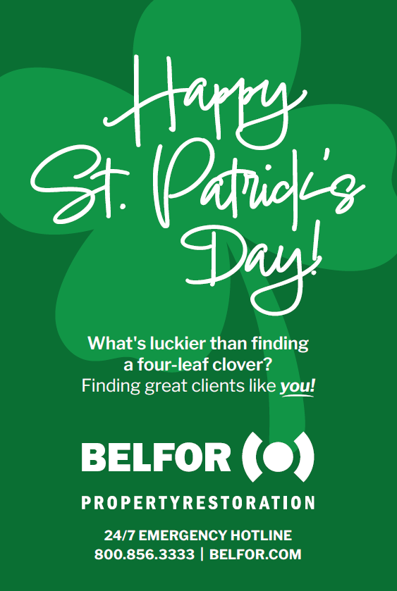 BELFORGroup's tweet photo. Happy St. Patrick's Day! 🍀 We find our true fortune in serving communities. When disaster strikes, we're there – not by luck, but by dedication. Thank you for trusting #TeamBELFOR!

#StPatricksDay #Thankful https://t.co/1lRfm7vhGG