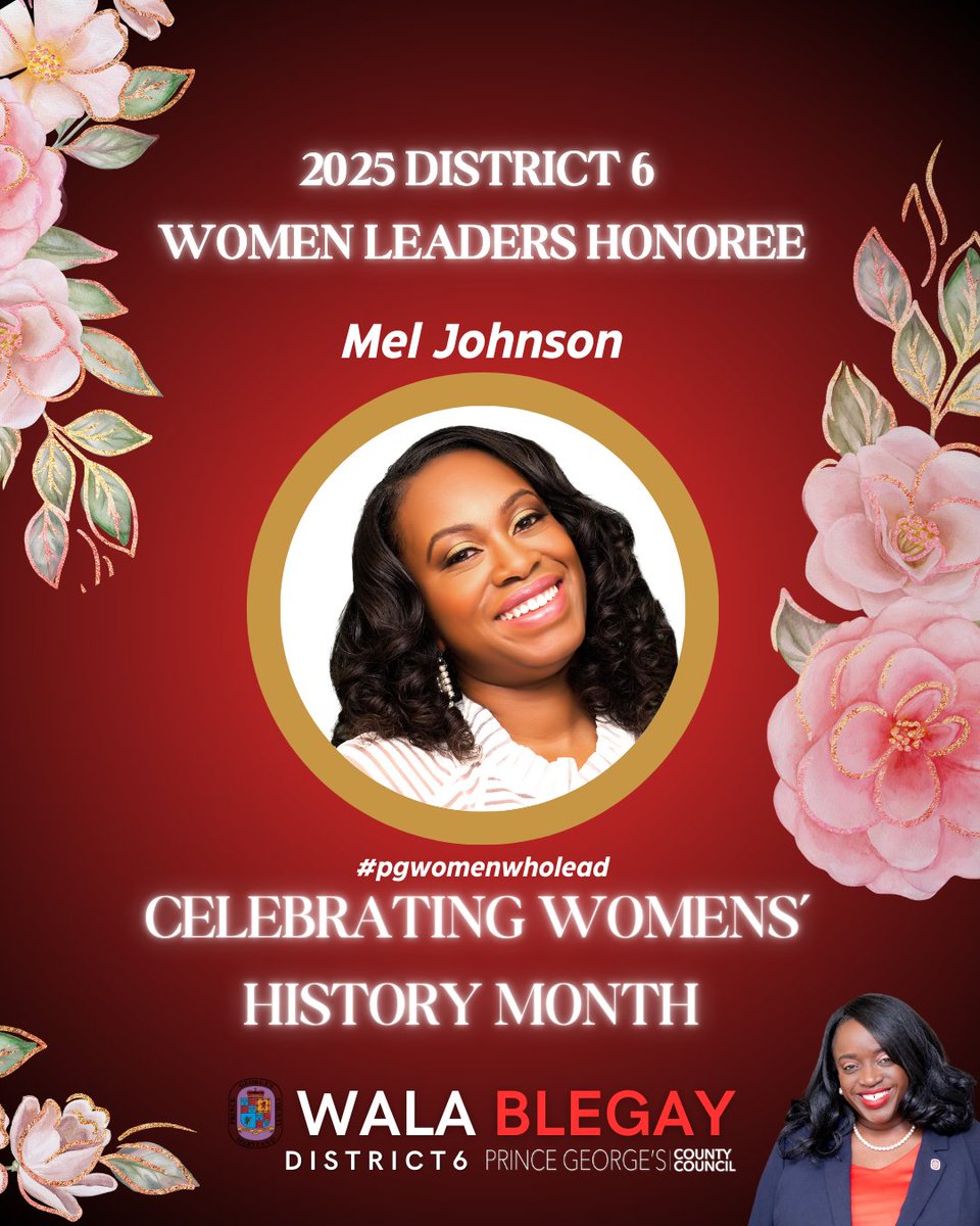 Celebrating Women’s’ History Month 🎉2025 District 6 Women Leaders Honoree 🎉Mel Johnson #pgwomenwholead 💜🌿🌷 #WomensHistoryMonth #BreakingBarriers #WomenLeaders #Trailblazers #EmpoweredWomenEmpowerWomen #princegeorgecountystrong #strongertogether 💜🌿🌷