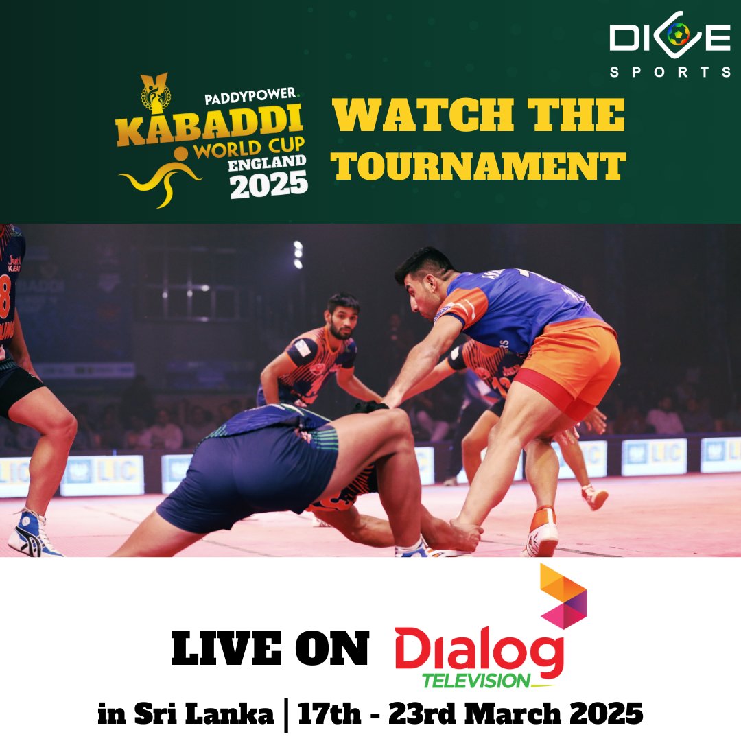 DICE Verse (@godiceverse) on Twitter photo The <a href="/kabaddiwc2025/">kabaddiworldcup2025</a> is coming to <a href="/dialoglk/">Dialog Axiata</a> in Sri Lanka.
Stay tuned for every match and every moment!
#DICEVerse #kabaddiworldcup2025 #kwc2025 #JourneyToKWC25 #RaidersReady #InclusiveSport #dialog #srilanka #dialoglk The <a href="/kabaddiwc2025/">kabaddiworldcup2025</a> is coming to <a href="/dialoglk/">Dialog Axiata</a> in Sri Lanka.
Stay tuned for every match and every moment!
#DICEVerse #kabaddiworldcup2025 #kwc2025 #JourneyToKWC25 #RaidersReady #InclusiveSport #dialog #srilanka #dialoglk