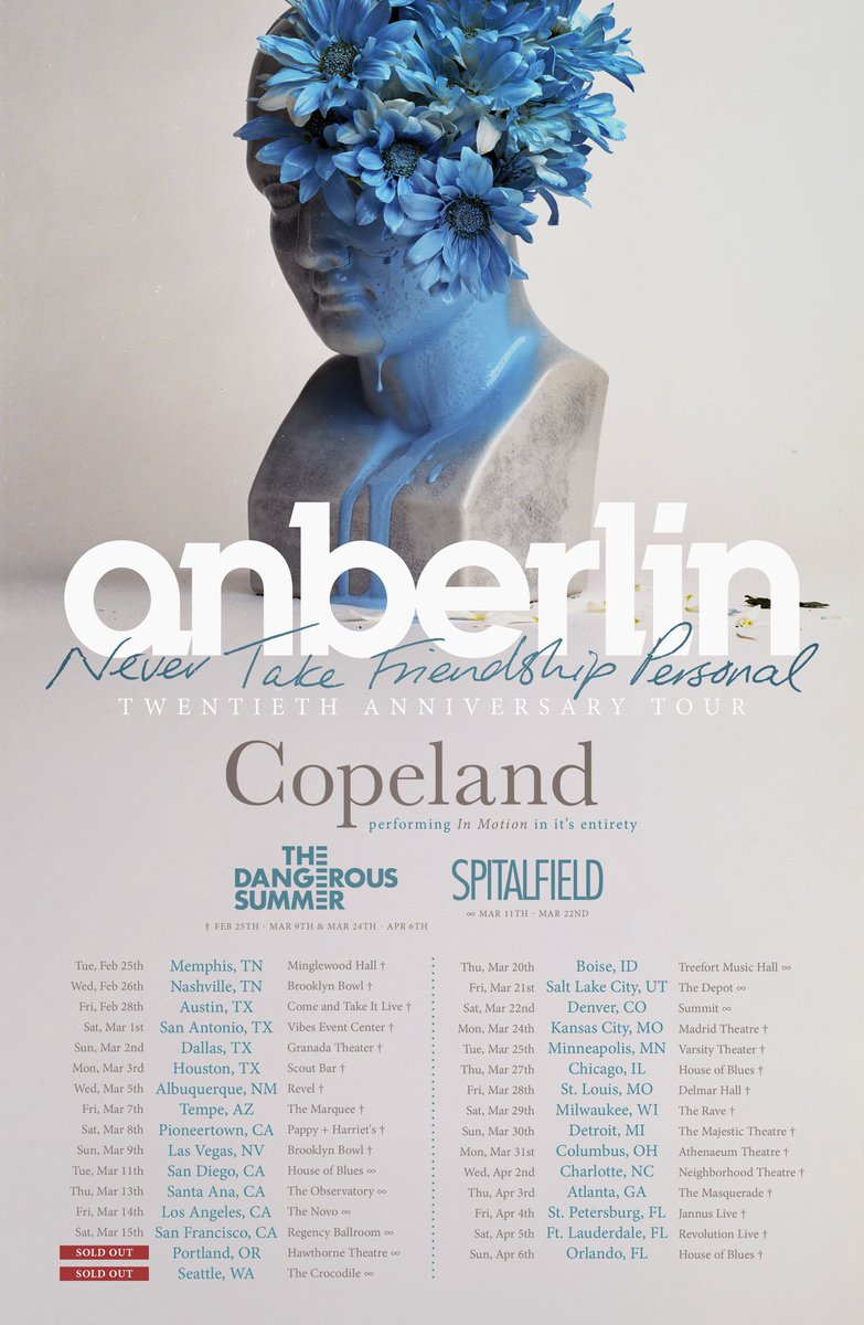 It is with honor to say we will be hopping back on tour with <a href="/anberlin/">Anberlin</a> and <a href="/copelandband/">copeland</a> on the remaining dates of their tour. Get tickets and drinker’s club tdsmerch.com