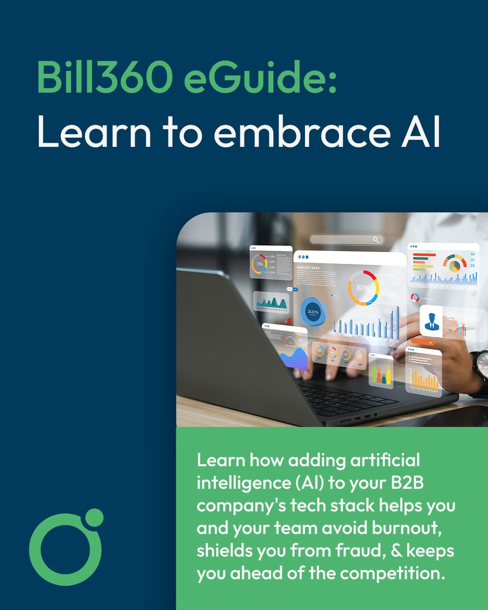 Bill360AR's tweet image. The time is now to integrate AI into your B2B company. Our latest eGuide explains why.
Download your copy here: hubs.la/Q03c8gBY0
#Bill360 #eGuide #B2B #TechStack #AI #FinTech
