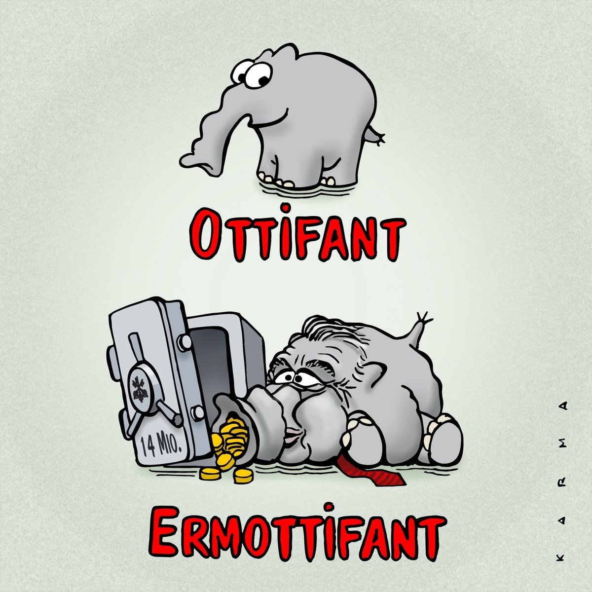 Sehr nachhaltig: jährlich wiederverwendbarer Tiercartoon.