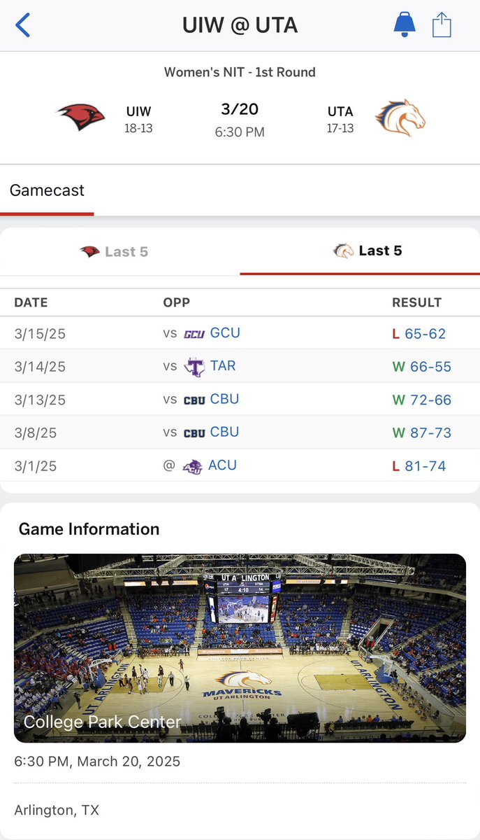 🚨 POSTSEASON PLAY:
YOUR <a href="/UTAMavsWBB/">UTA Lady Mavs</a> Lady Mavs are playing in the NIT at HOME at the CPC  <a href="/CollegeParkUTA/">CollegeParkDistrict</a> THIS Thursday at 6:30PM vs Incarnate Word (UIW) <a href="/WACHoopsNation/">WACHoopsNation</a> <a href="/SSN_CBB/">SSN - College Basketball</a> <a href="/Sidelines_SN/">Sidelines Sports Network™</a> <a href="/UTAShorthorn/">The Shorthorn</a> <a href="/UTAFan/">Darth Dad</a> <a href="/UTAAlumni/">UT Arlington Alumni</a> <a href="/UTAFSL/">UTA FSL</a> <a href="/utastudents/">UTA Student Affairs</a>