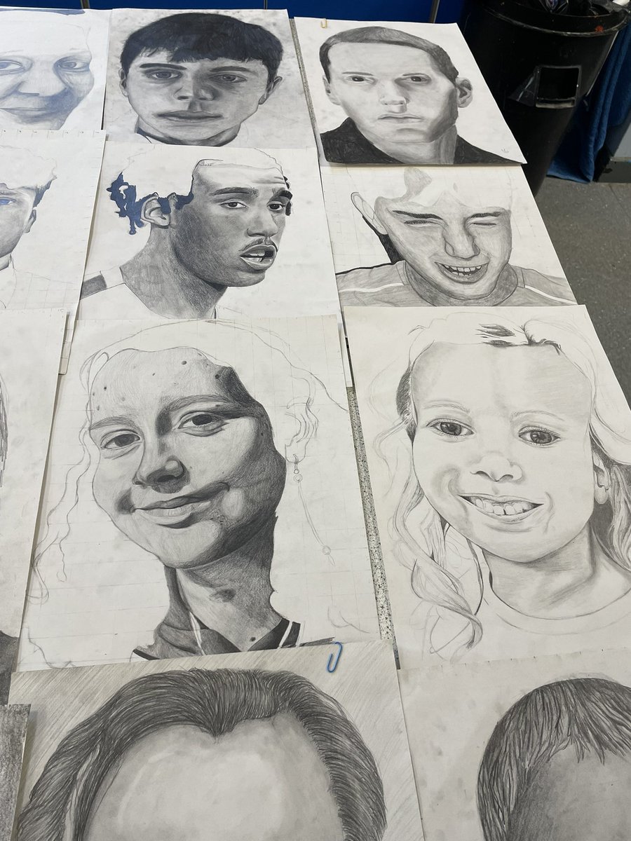 Jobaker9's tweet image. Love these portraits from my Year 10. I always love seeing how the respond to this short task