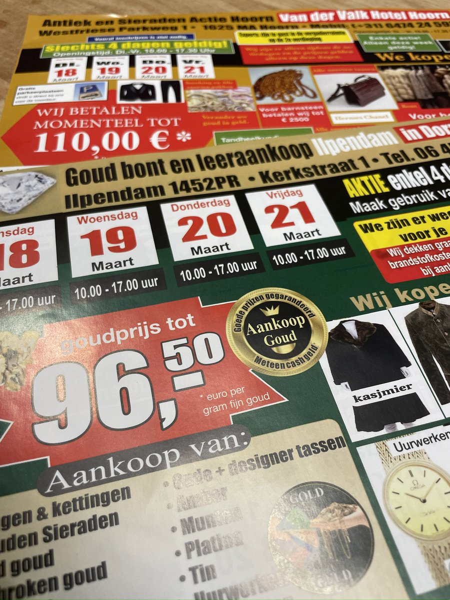 Goud levert in Hoorn blijkbaar meer op dan in Ilpendam?!