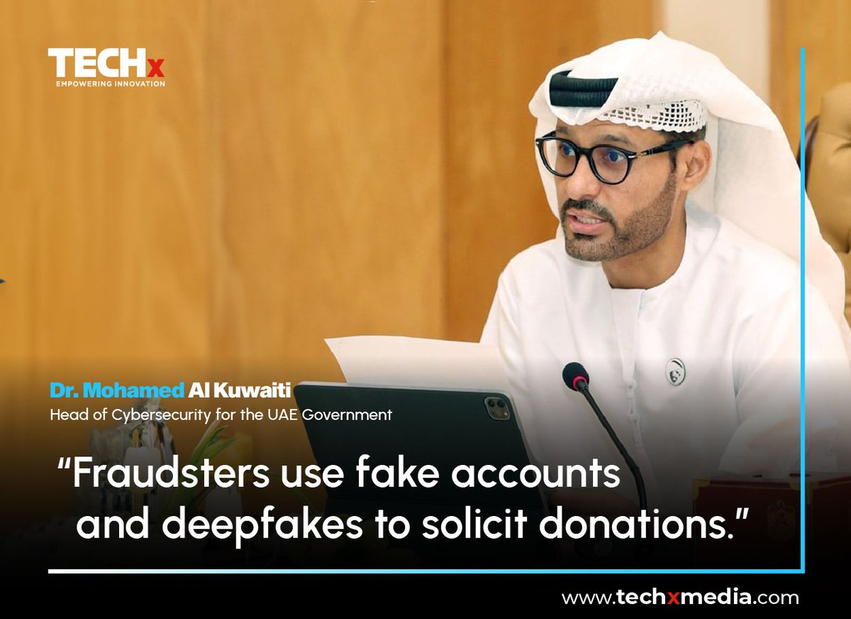 TECHxMediaUAE's tweet photo. 🚨 1,200+ cases of digital begging in UAE!
Scammers use fake accounts & deepfake tech to exploit donations, especially during #Ramadan.
🔹 Stay Safe: Verify, avoid phishing & report scams!
Read more: https://t.co/PghYvQegF8
#CyberSecurity #OnlineScams #UAE #TechxMedia https://t.co/uxNx0uRiGT