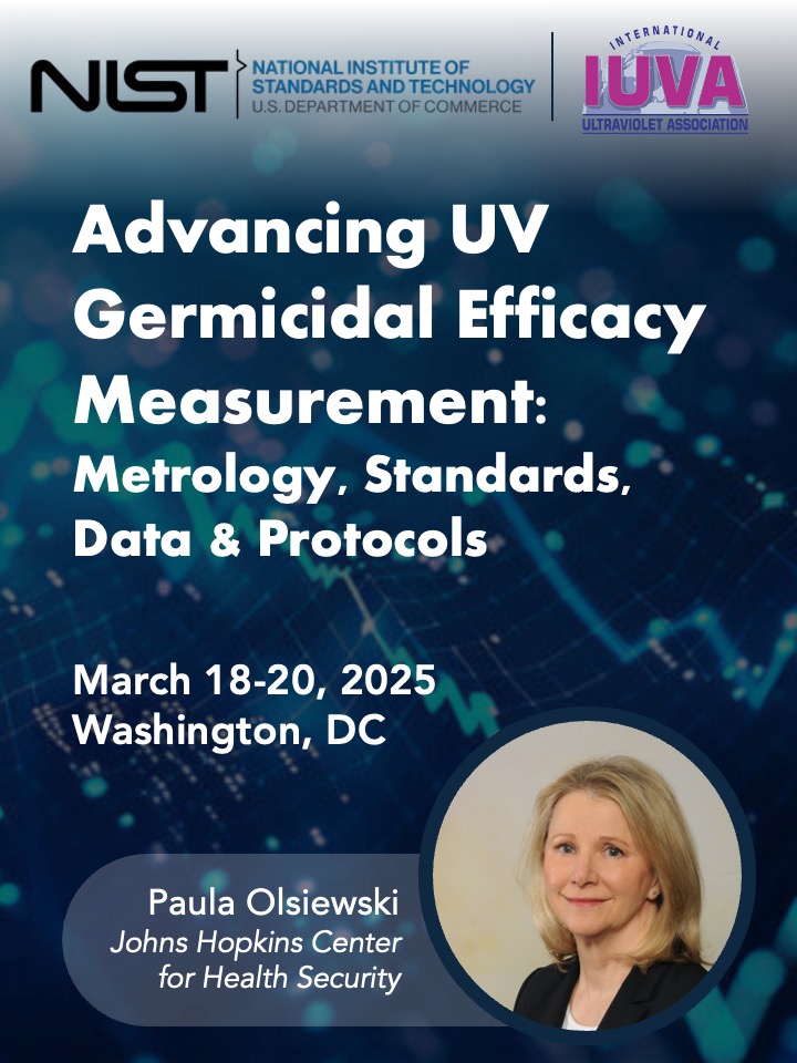 Johns Hopkins Center for Health Security (@bsph_chs) on Twitter photo Our Scholars <a href="/ggronvall/">Gigi Gronvall</a> & <a href="/polsiewski/">Paula Olsiewski</a> are participating in the upcoming panel session at the workshop hosted jointly by the <a href="/NIST/">National Institute of Standards and Technology</a> and <a href="/IntlUVAssn/">International Ultraviolet Association (IUVA)</a>: “Advancing Ultraviolet (UV) Germicidal Efficacy Measurement: Metrology, Standards, Data and Protocols”. Our Scholars <a href="/ggronvall/">Gigi Gronvall</a> & <a href="/polsiewski/">Paula Olsiewski</a> are participating in the upcoming panel session at the workshop hosted jointly by the <a href="/NIST/">National Institute of Standards and Technology</a> and <a href="/IntlUVAssn/">International Ultraviolet Association (IUVA)</a>: “Advancing Ultraviolet (UV) Germicidal Efficacy Measurement: Metrology, Standards, Data and Protocols”.