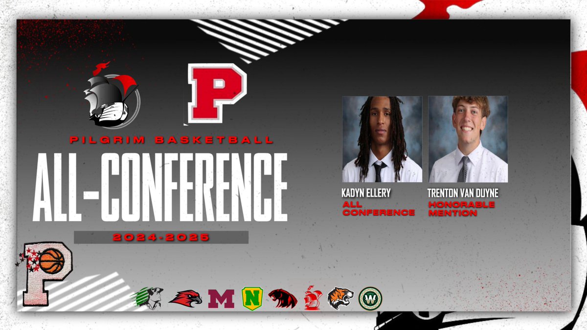 Huge congratulations to Kadyn Ellery and Trent Van Duyne for earning NLC All-Conference honors for the Boys Basketball season!Your hard work, leadership, and dedication to the game have not gone unnoticed. Keep setting the standard and inspiring future Pilgrims! #GoPilgrims