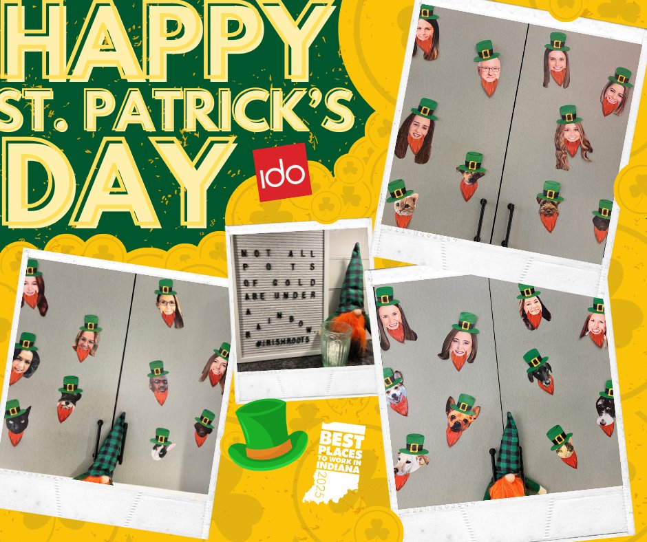 IDOincorporated's tweet photo. "May your blessings outnumber the shamrocks that grow, and may trouble avoid you wherever you go." From our leprechaun crew, furry and smooth, let the "paddy" begin! ๐๐ค ๐ #transformingdesign #idodesign #stpatricksdayfun #LeprechaunMagic #rainbowchasers https://t.co/zpoZeSyJTY