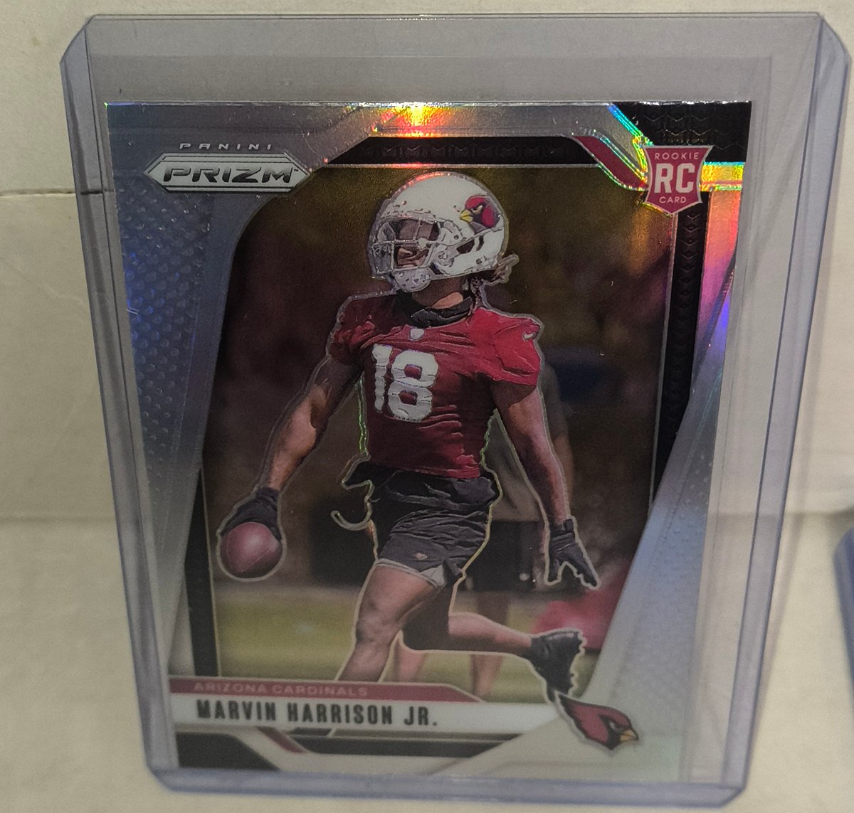 georgiadan1979's tweet image. Best hit out of one blaster today I won in a giveaway Marvin Harrison Jr. Silver Prism RC. 

#marvinharrisonjr 
@TheHobby247 
@PaniniAmerica