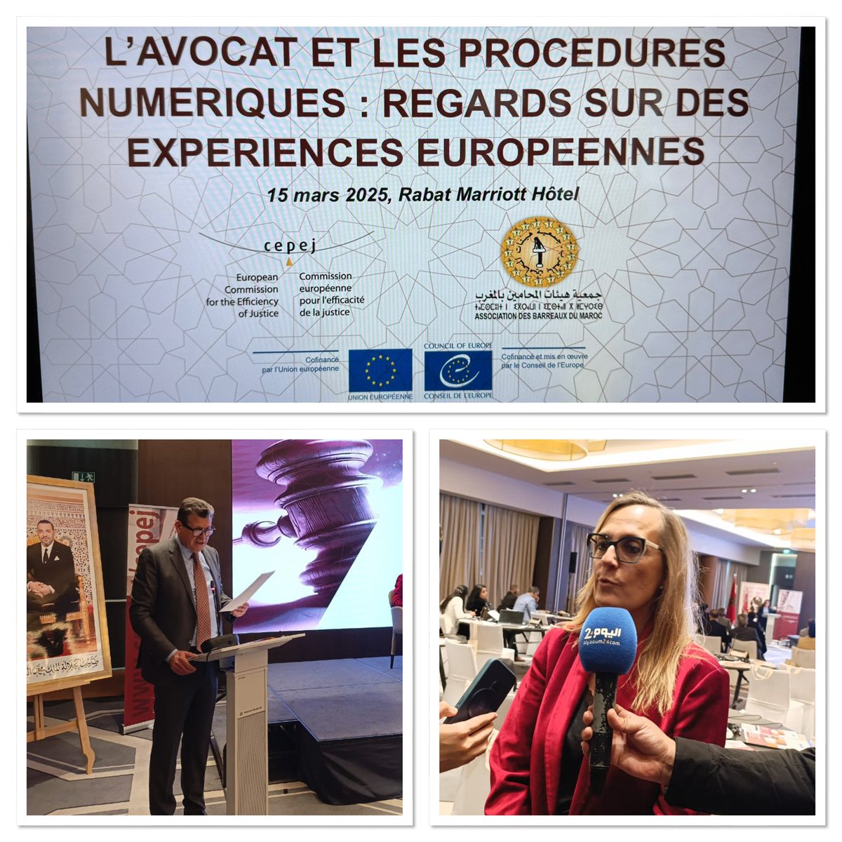 Echanges de haut niveau lors de table ronde #ComEurEfficacitéJustice #CEPEJ-#AssocBarreaux 🇲🇦 #ABAM sur profession d'avocat et numérisation des procédures, défis et enjeux. #MA_JUST <a href="/UE_au_Maroc/">UE au Maroc</a> et @COE #COE_Maroc.  Conv du @COE sur Protection des Avocats