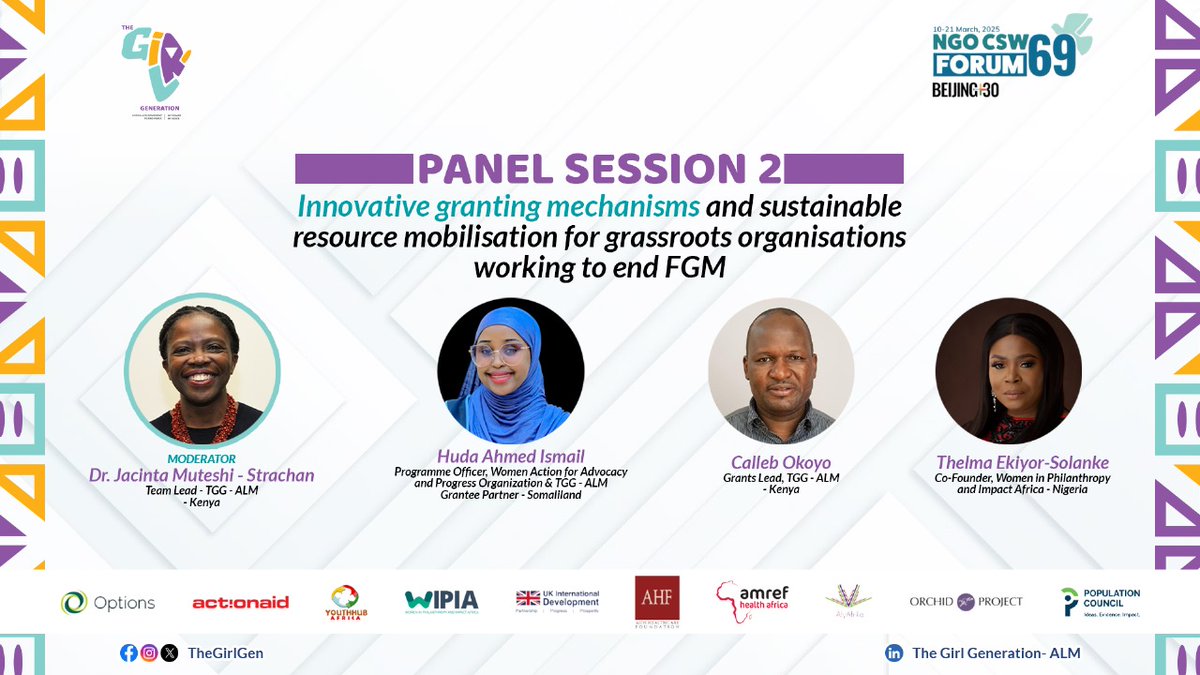 TheGirlGen's tweet photo. 📢 Excited to announce our CSW69 parallel event: Reimagining the Approach to Ending FGM!
🔹 Panel 1: Innovation in Action — Tech & youth engagement to end FGM
🔹 Panel 2: Sustainable Funding — Empowering grassroots orgs
📅 March 18, 2025 | ⏰ 2:30 PM | 📍 CCUN, NYC
Stay tuned for the event highlights!
#CSW69 #EndFGM #MyPowerMyVoice2Lead #TheGirlGen #YouthLed #SurvivorLed