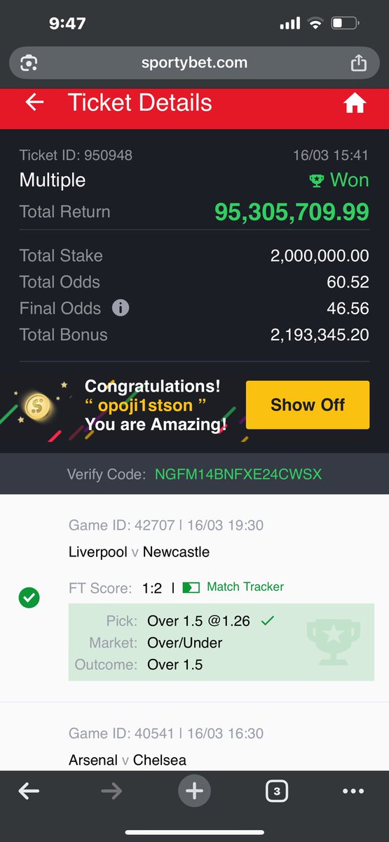 opoji1stson's tweet photo. Been waiting for them to credit this game, because of one void 124m was reduce to 95m  sporty na ur mate 😂 in all we move another 20 accounts will be selected  and credited, if I credited u b4 u are not qualified ooo , it will show in my history cheers, drop your winnings tk🥂 https://t.co/1MfyfWQfQJ