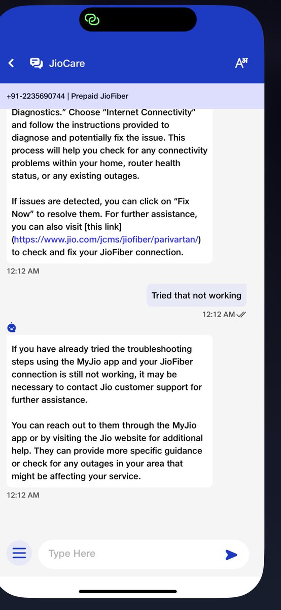 Whats happening <a href="/JioCare/">JioCare</a> no Internet despite trouble shooting the Internet ten times. What to do next ??