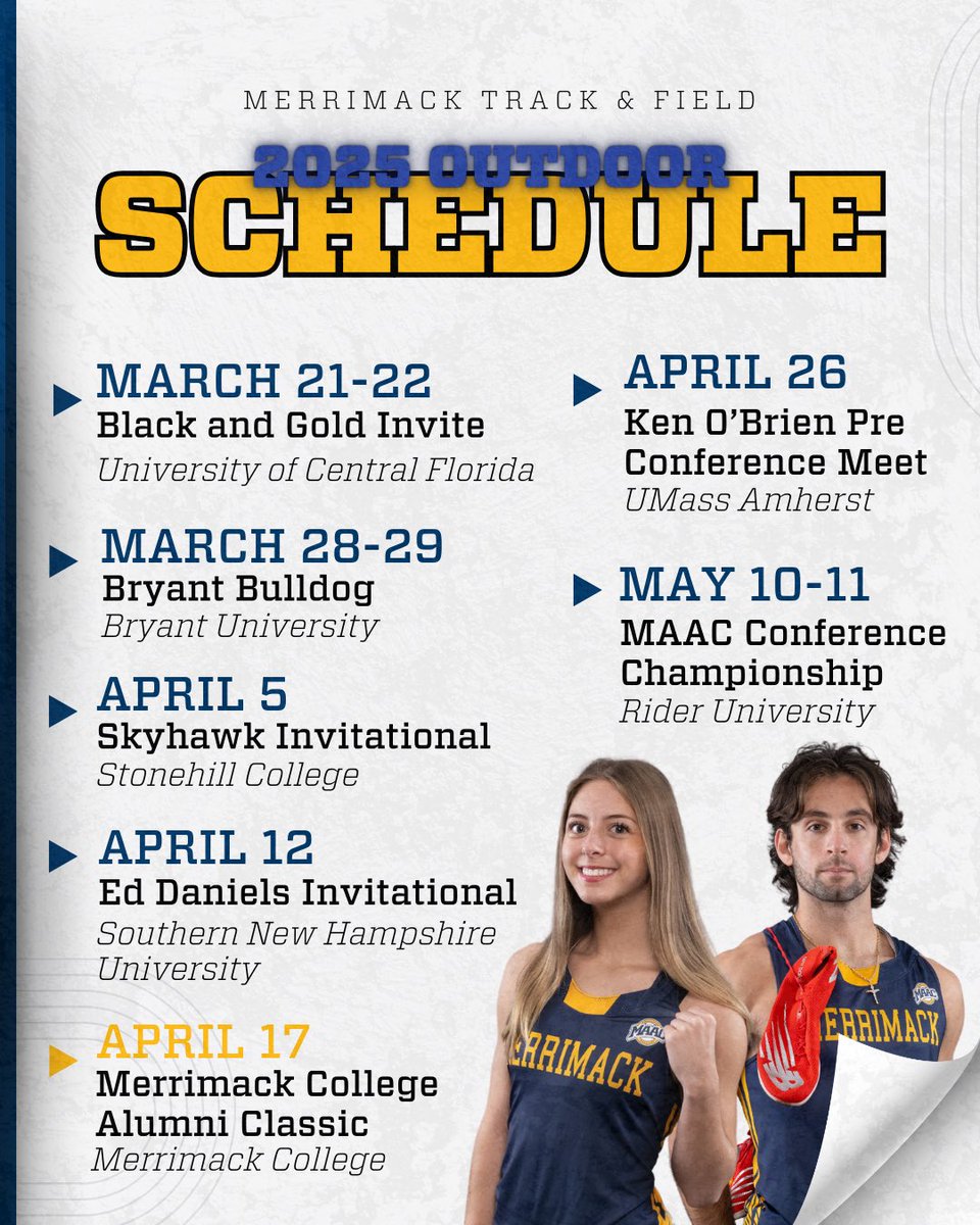 It’s that time already! Presenting our 2025 Outdoor Track &amp; Field meet Schedule! 

#GoMack