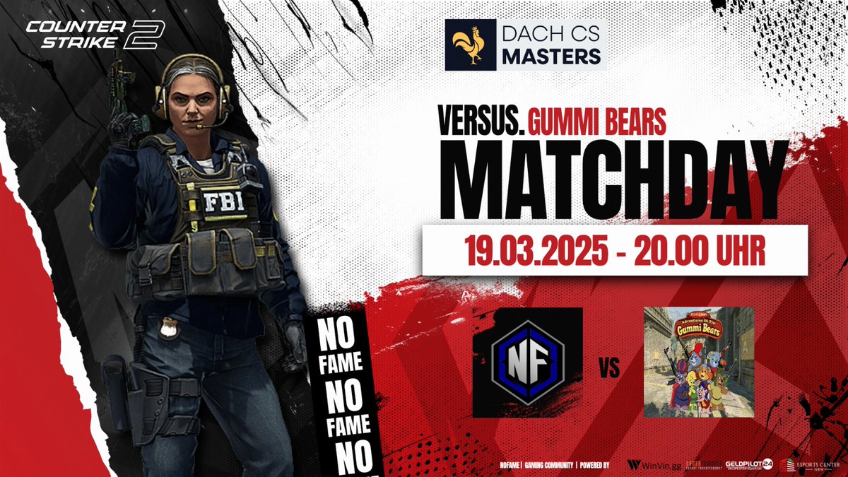 [#DACHCSMASTERS]  
🆚#NoFameDarkBlue vs. #GummiBears
⏰ 20:00 Uhr
📺 twitch.tv/nofameofficial

Lineup:
🇩🇪 <a href="/RsBlizzard/">ADF_CSGO</a>
🇩🇪 Leon/kLunder
🇩🇪 Marcel/Soldier
🇩🇪 Michael/MicKle
🇩🇪 Justin/Just1n

Liga:
<a href="/dachcs/">DACH CS Masters</a>
 
Caster/in: 
Miri4l
 
Game ON‼

#Matchday #Geldpilot24 #EuropeDachElite