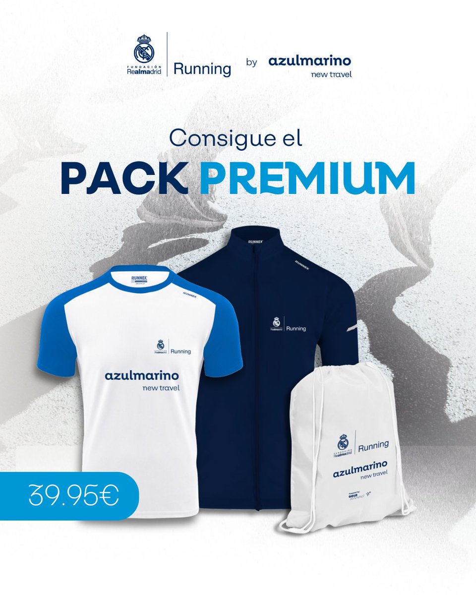 RunningFrm's tweet image. ¡Hazte YA con tu pack Premium para correr la VIII Carrera Solidaria @Fun_Realmadrid by @azulmarinoviaje del próximo 18 de mayo! 🙌

🎫 Inscripciones a la carrera 👉 runningfundacionrealmadrid.es 
 
#FundaciónRealMadrid #Carrera #CarreraSolidaria #RealMadrid #Running #NewTravel