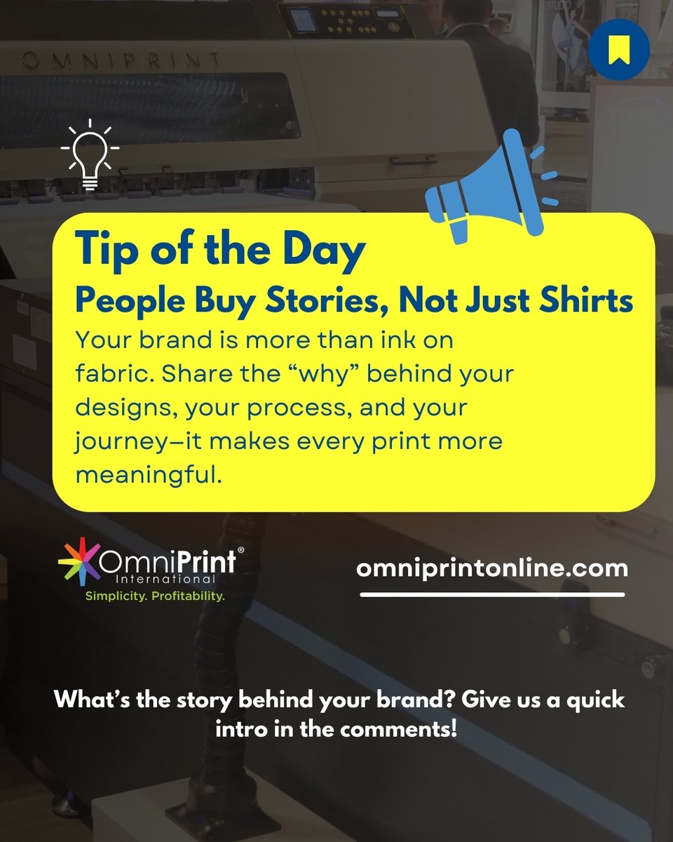 omniprint's tweet image. People buy stories, not just shirts!
A strong brand connects emotionally. Share your process, your inspiration, & your "why"—it builds loyalty & trust.
💬 What’s the story behind your brand? Drop it below! 👇
#PrintingTips #DTFPrinting #BrandBuilding #Storytelling