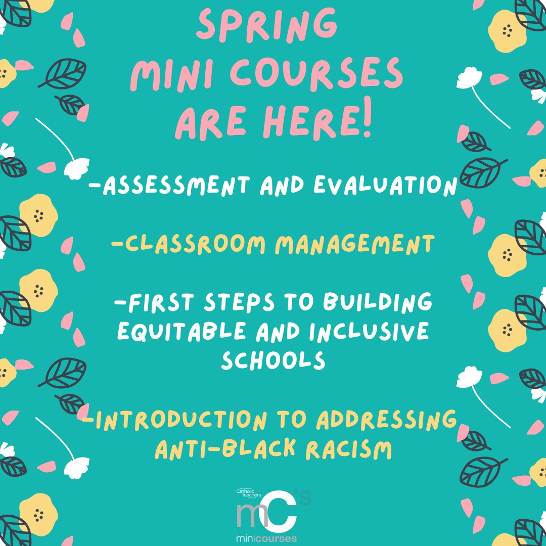 Spring Mini Course Registration opens March 24, courses run from May 12 to June 6. Only $50 for amazing PD!  Register now at catholicteachers.ca/For-Your-Class…