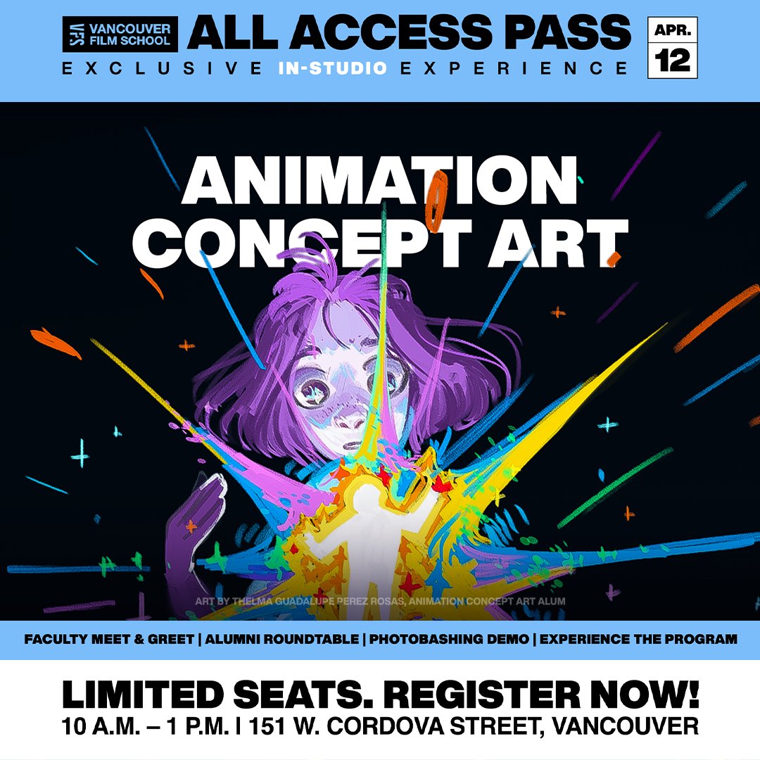 Step inside VFS’s Animation Concept Art program on April 12!

🎓 Alumni career insights
🎨 Live photobashing demo
📱 Discover the webtoons revolution
🖌️ Portfolio review with VFS faculty

🔥 Spots are limited, register now : vfs.edu/events/vfs-all…
 
#VFS #AnimationConceptArt
