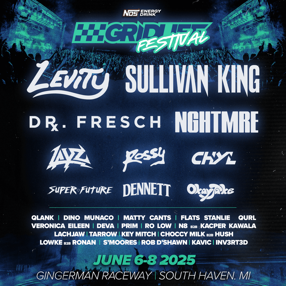 #GRIDLIFE (@gridlifefest) on Twitter photo 🏁 Presenting your 2025 Nos Energy Drink GRIDLIFE Midwest festival lineup. <a href="/LevityMusic/">Levity ☁️</a> | <a href="/SullivanKing/">Sullivan King 🩸</a> | <a href="/DrFresch/">Dr. Fresch</a> | <a href="/NGHTMRE/">NGHTMRE</a> and More. Join us for an incredible weekend of Camping, Music and Epic Car Culture & Racing. June 6-8 in South Haven, MI. 🎟️ bit.ly/GLMWF 🏁 Presenting your 2025 Nos Energy Drink GRIDLIFE Midwest festival lineup. <a href="/LevityMusic/">Levity ☁️</a> | <a href="/SullivanKing/">Sullivan King 🩸</a> | <a href="/DrFresch/">Dr. Fresch</a> | <a href="/NGHTMRE/">NGHTMRE</a> and More. Join us for an incredible weekend of Camping, Music and Epic Car Culture & Racing. June 6-8 in South Haven, MI. 🎟️ bit.ly/GLMWF