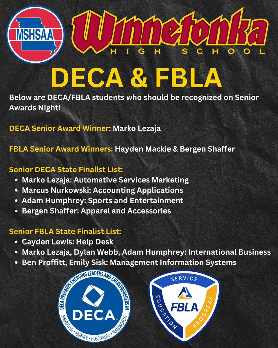Jared Barge (@griffinswinnad) on Twitter photo Congratulations to our DECA and FBLA students for Senior Awards they received last week! We are Tonka PROUD of you! <a href="/N2SportsTonka/">Winnetonka Activities</a> <a href="/TonkaNation/">Tonka Nation</a> <a href="/Tonka_News/">Tonka News</a> <a href="/EdwardBTate/">Dr. Edward Tate, Jr.</a> <a href="/NKCSchools/">NKC Schools</a> Congratulations to our DECA and FBLA students for Senior Awards they received last week! We are Tonka PROUD of you! <a href="/N2SportsTonka/">Winnetonka Activities</a> <a href="/TonkaNation/">Tonka Nation</a> <a href="/Tonka_News/">Tonka News</a> <a href="/EdwardBTate/">Dr. Edward Tate, Jr.</a> <a href="/NKCSchools/">NKC Schools</a>