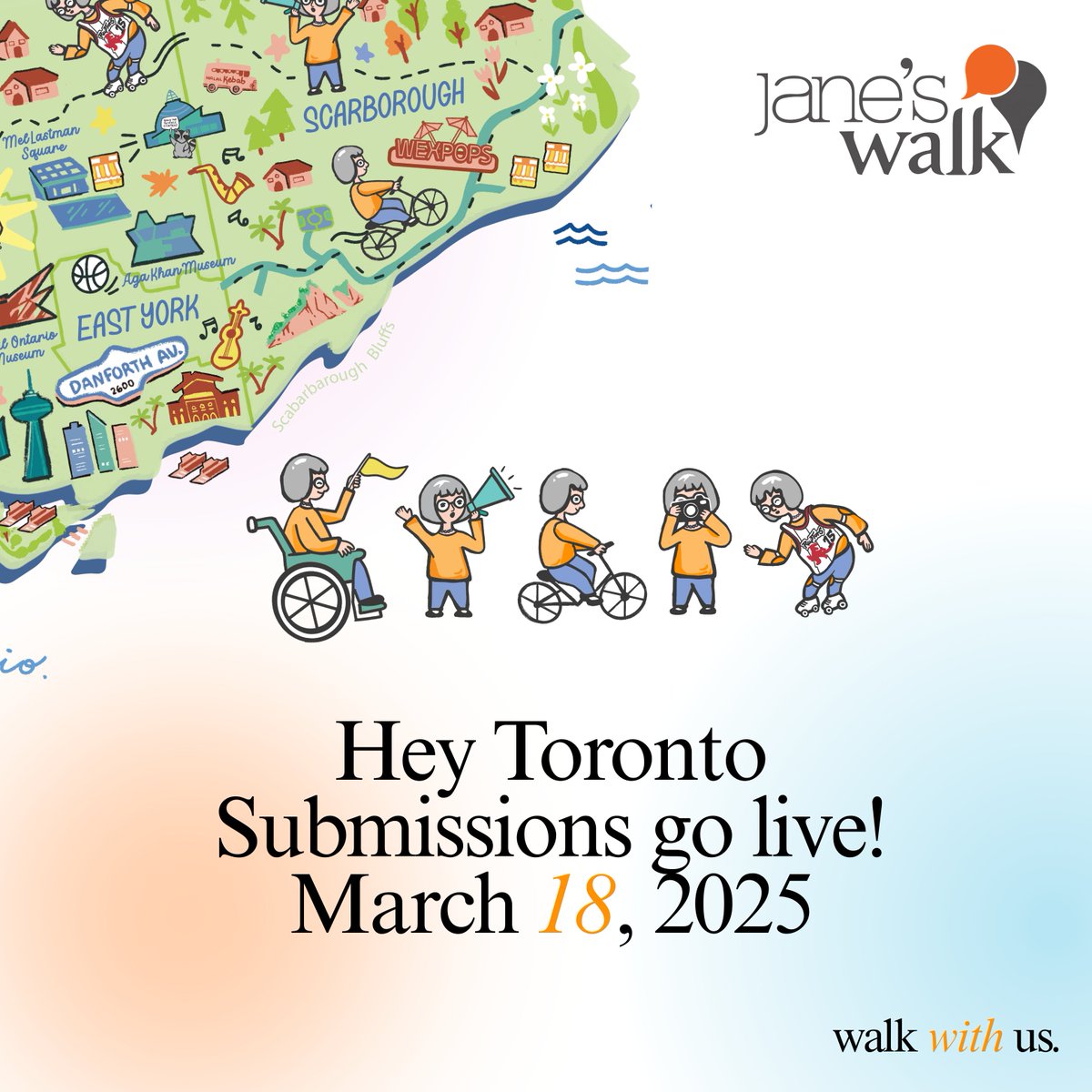 Exciting news! Starting tomorrow, May 18, you can submit a walk for this year’s Jane’s Walk Toronto Festival. Got a story to share or a neighborhood to explore? Lead a walk and bring your perspective to the festival. Submit atwww.janeswalkfestivalTO.com! Are you walking with us?