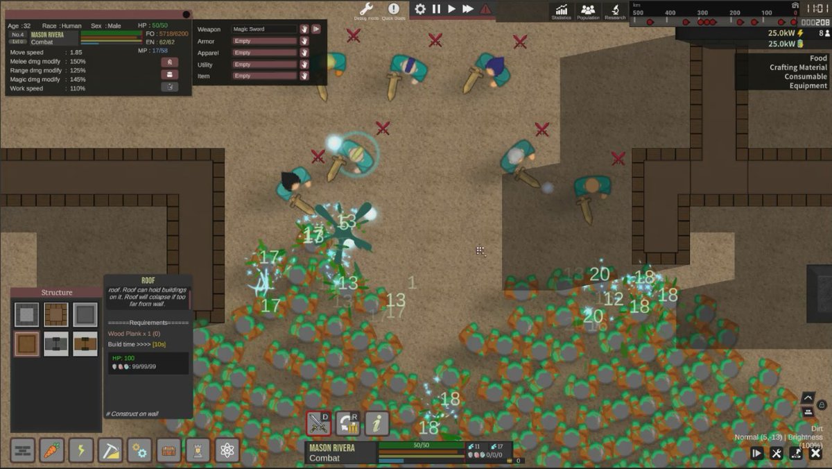 NekoniiiStudio's tweet photo. Zomboard's survivors can use magic too !!!
Some weapons, like magic swords, allow survivors to cast magic balls. But these weapons will do low damage if the survivor has low INT.
#ColonySim #BaseBuilding #IndieGame #SteamGame #PostApocalyptic #NewGame #Zomboard #BaseDefense https://t.co/6aCeDrecXs