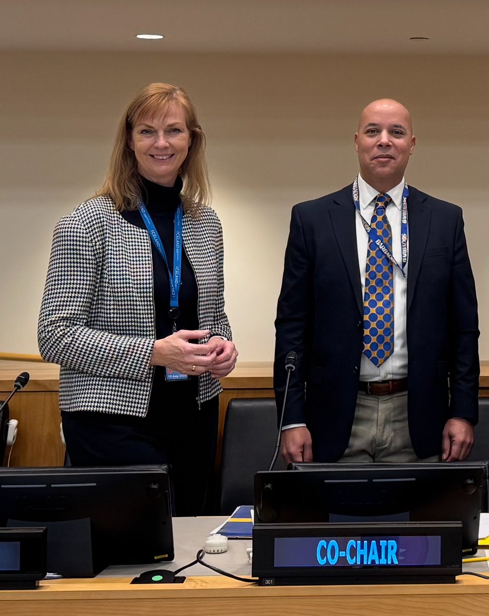 IcelandUN's tweet image. Iceland 🇮🇸 🤝 #Barbados 🇧🇧 co-chair this year’s United Nations 🇺🇳 Open-ended Informal Consultative Process on Oceans and Law of the Sea 🌊 in June. Last week a successful prep. meeting was held to review the process and call for panelists. #DOALOS #SDG14 #OCEANS @annajohannsd