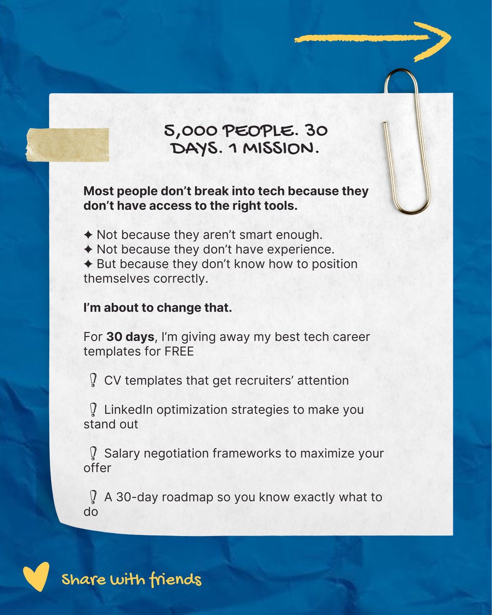 Techleratorxera's tweet photo. People are landing high-paying tech jobs while you’re still guessing how.

For 30 days, I’m giving away the exact playbook, FREE. No fluff, just results.

Miss this &amp; you’ll be watching from the sidelines

Comment ‘TECH’ to get in

#BreakIntoTech #CareerGlowUp #5000TechChallen https://t.co/epzul4Msgv