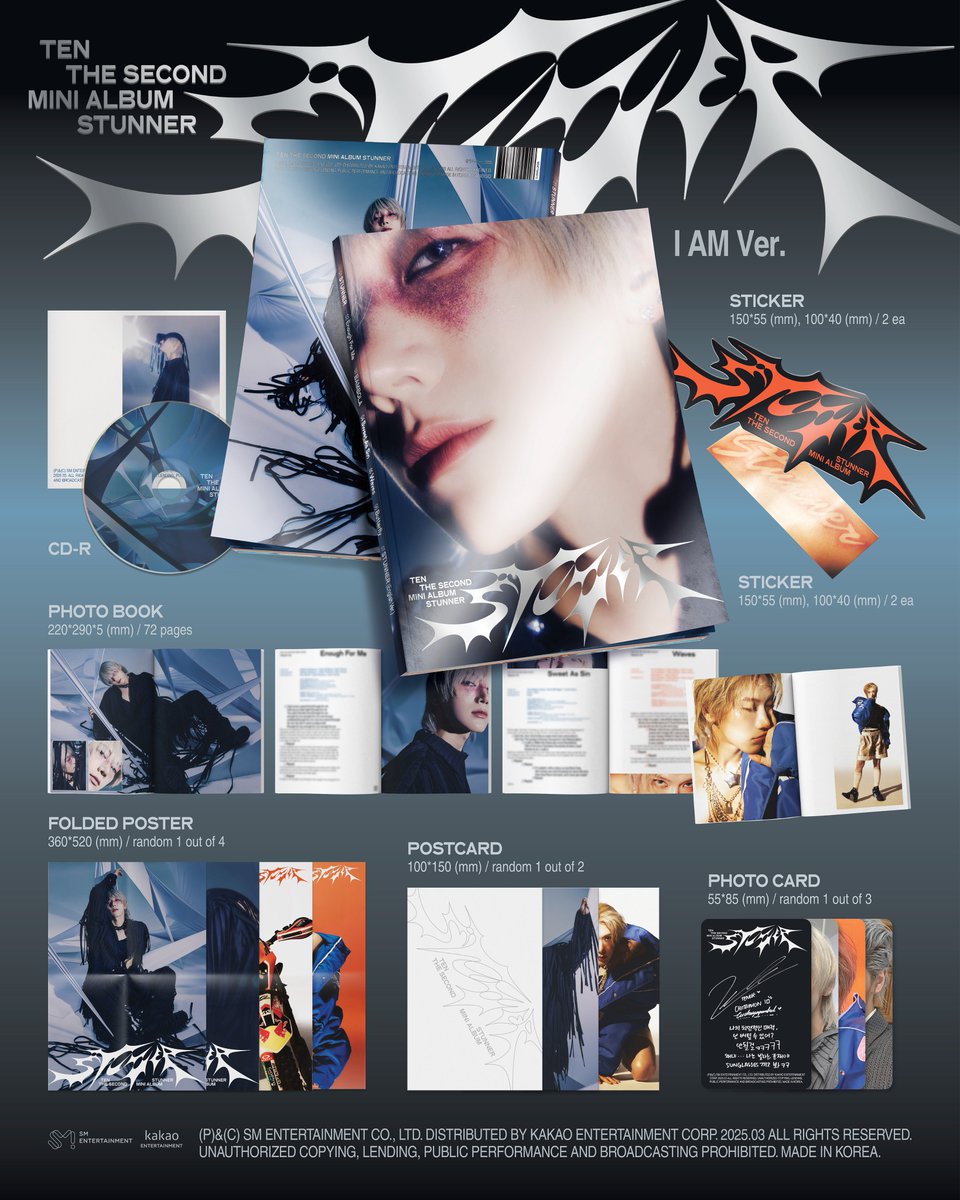NCTsmtown's tweet image. TEN 'STUNNER' Album Details (I AM Ver.)

TEN The 2nd Mini Album 【STUNNER】
➫ 2025.03.24 6PM (KST)

🔗tenstunner.com
💿ten.lnk.to/stunner

#TEN #李永钦 #텐 #STUNNER
#TEN_STUNNER
#NCT #WayV #威神V