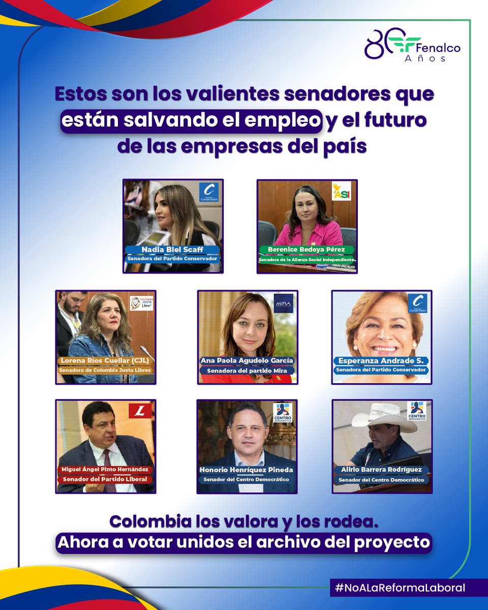 Desde FENALCO, reconocemos la labor de estos ocho senadores, quienes han demostrado compromiso con la estabilidad del empleo y la sostenibilidad de las Mipymes, que representan el 98% del tejido empresarial del país y enfrentan los efectos de la reforma tributaria.

Su posición