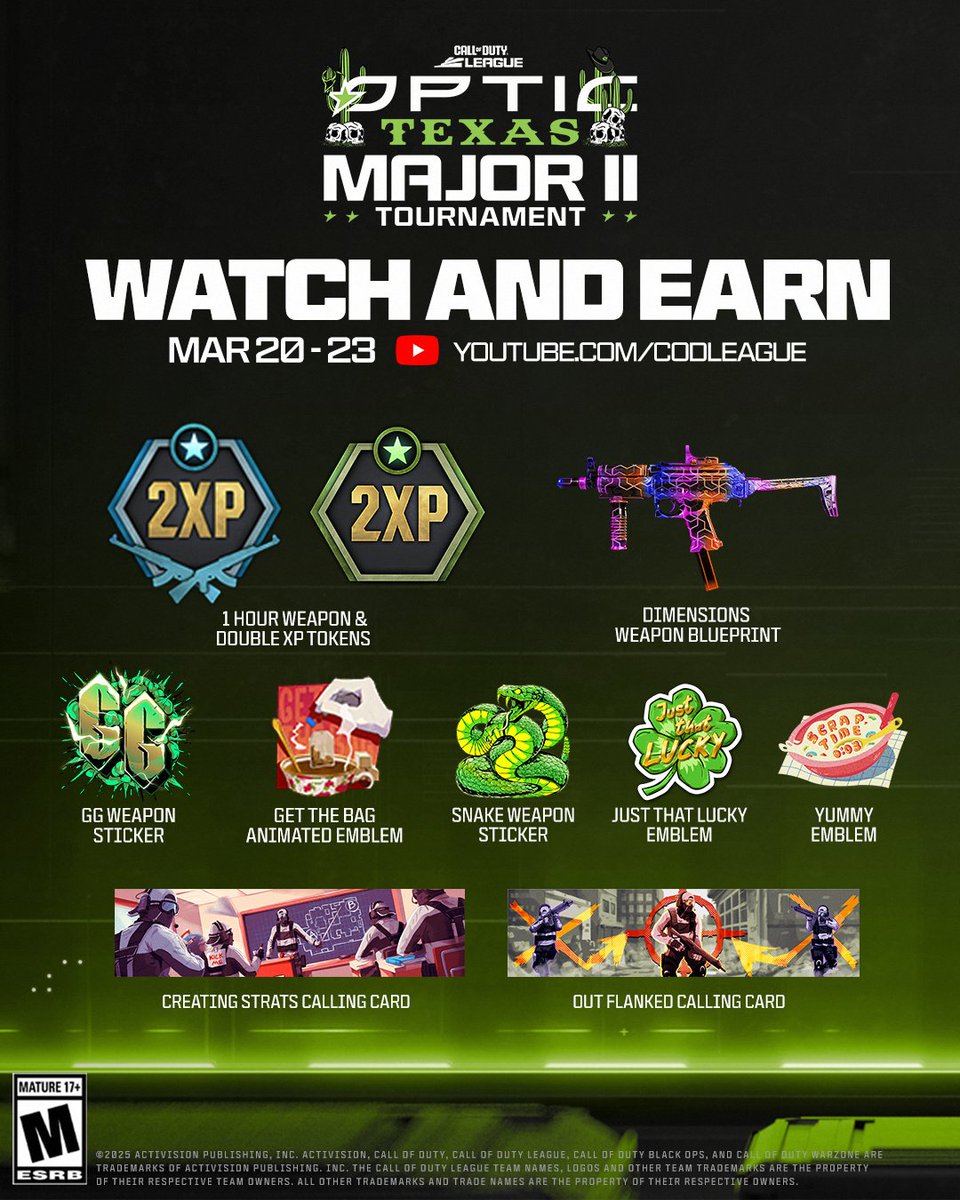 CODLeague's tweet photo. Out Flanked word to @ZooMaa 🔁

Tune in this Thursday to earn these fire rewards. 🔥👇 https://t.co/9yae7CbQDe
