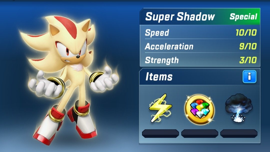 semifreqsonic's tweet image. According to the stats of Sonic Forces: Speed Battle, Charmy Bee can beat the shit out of Super Shadow.