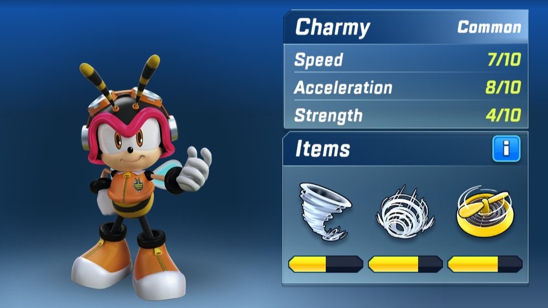 semifreqsonic's tweet image. According to the stats of Sonic Forces: Speed Battle, Charmy Bee can beat the shit out of Super Shadow.