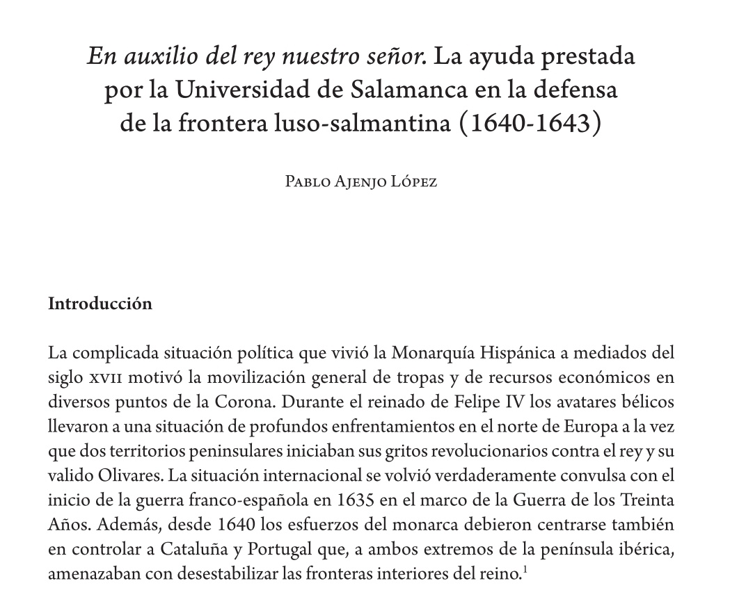 Pablo (@pabloajenjo) on Twitter photo 📚 Ya está disponible el volumen "Cruzando horizontes: frontera y estudios comparados entre España y Portugal" (<a href="/citer_info/">Congreso Internacional de Estudios sobre la Raya</a>) donde participo con un capítulo sobre la ayuda que prestó la <a href="/usal/">Universidad de Salamanca</a> en 1640 para defender la frontera de Portugal. ⚔️ 📚 Ya está disponible el volumen "Cruzando horizontes: frontera y estudios comparados entre España y Portugal" (<a href="/citer_info/">Congreso Internacional de Estudios sobre la Raya</a>) donde participo con un capítulo sobre la ayuda que prestó la <a href="/usal/">Universidad de Salamanca</a> en 1640 para defender la frontera de Portugal. ⚔️