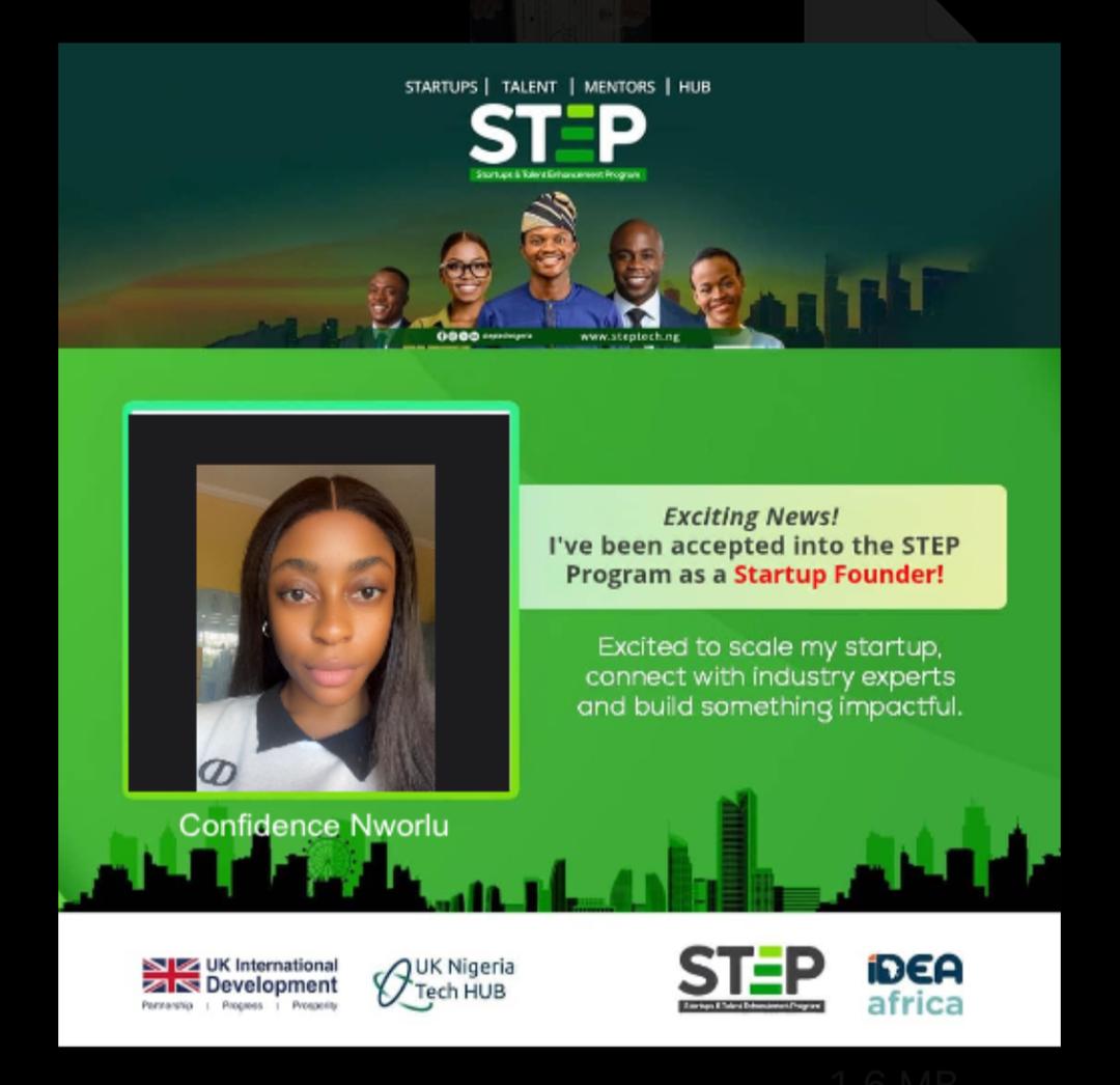 Workman_Fix's tweet photo. Joining the STEP Program as a Product Leader to drive innovation and startup growth. Grateful for this opportunity!  #workmanfix #steptechnigeria #STEP #ProductLeader #Innovation #TechHub #Entrepreneurship #UKNigeriaTechHub #IDEAAfrica #BuildingTheFuture https://t.co/k3Hel0kcn9