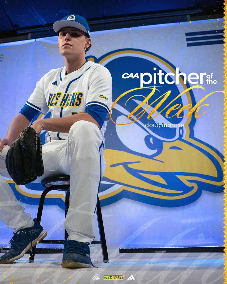 Doug Marose this week:
🔵 Pitched 5 scoreless innings
🔵 Retired 14 straight batters 
🔵 Allowed 1 hit
🔵 First Blue Hen to receive CAA Pitcher of the Week since 2022 

📰: bit.ly/4i3wd5n