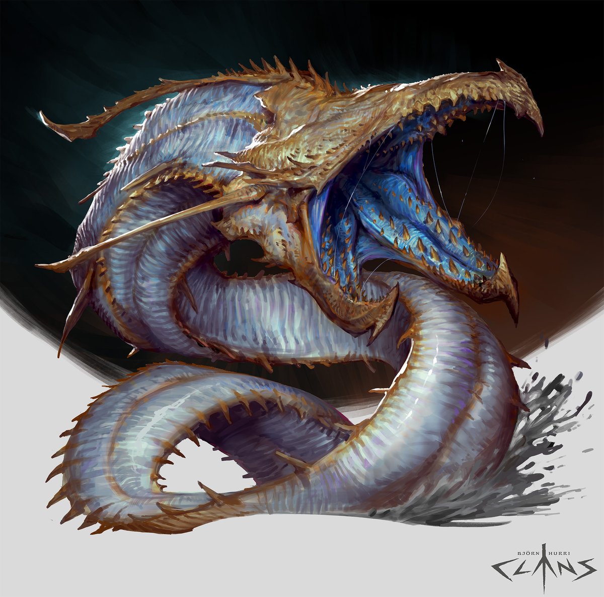 bjornhurri's tweet photo. Fleshripper Wyrm - From my next artbook CLANS. Signup page is on KICKSTARTER now, link in comments
#dragon #dnd #art #monster #creature #dark https://t.co/d2QzHy1wNM