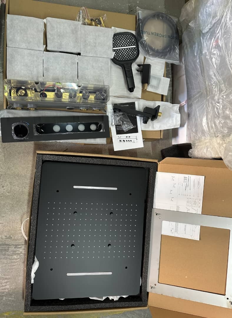 EkeneOnyemelie's tweet photo. Redefine your shower space! ✨ This sleek black rainfall shower system brings a bold, modern touch to your bathroom. With multi-functional controls and a striking matte finish, luxury has never looked this good! #ModernShower #LuxuryBath #IceHarvestEnterprise https://t.co/542TabrdaN
