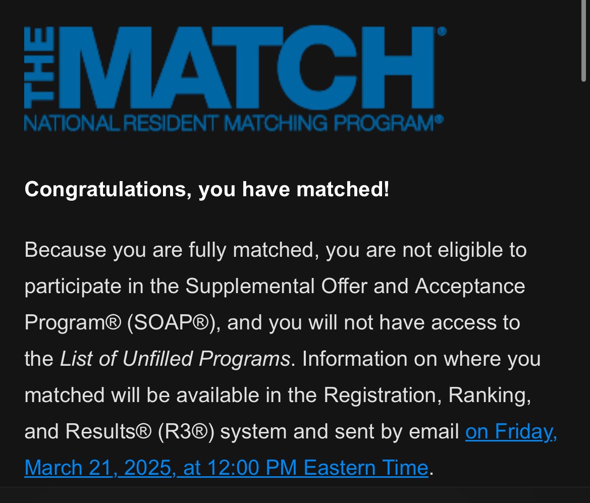 I’m going to be a physiatrist!!! Huge shoutout to all the people who helped me get this far. I can’t believe this is real