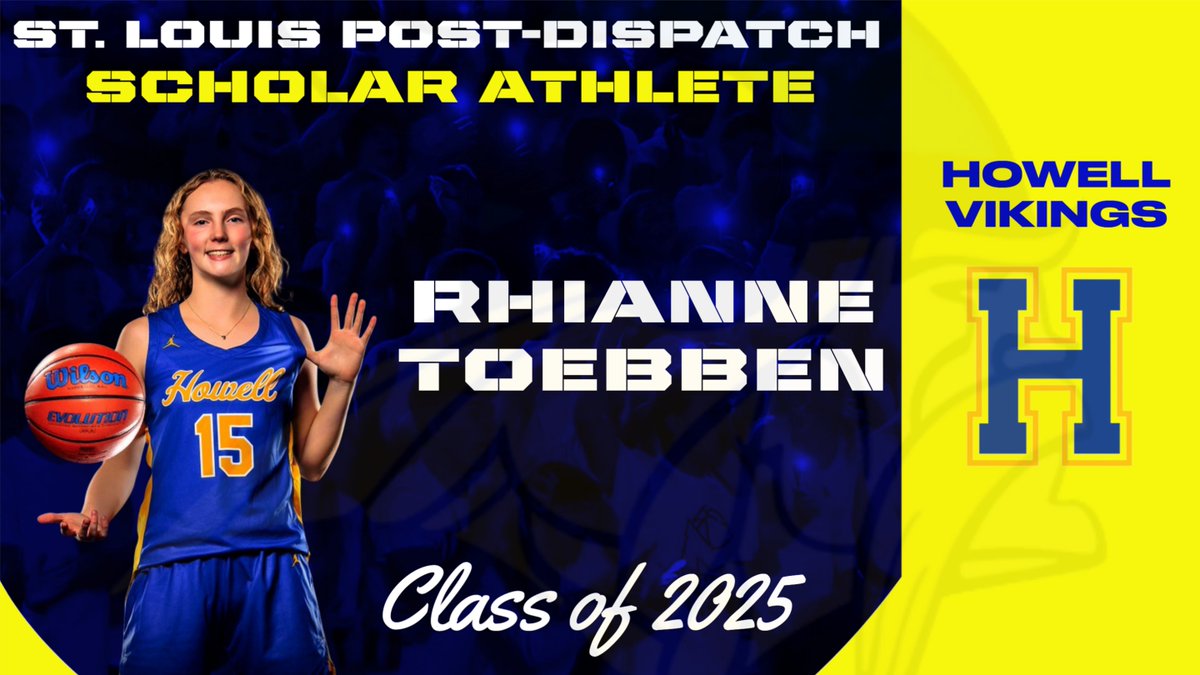 Congratulations to Rhianne Toebben! The senior will represent Howell as our 2025 Post-Dispatch Scholar Athlete. Be sure to check out the special edition of the Post-Dispatch on May 6th. The Viking has represented Howell well in sport and in the classroom!