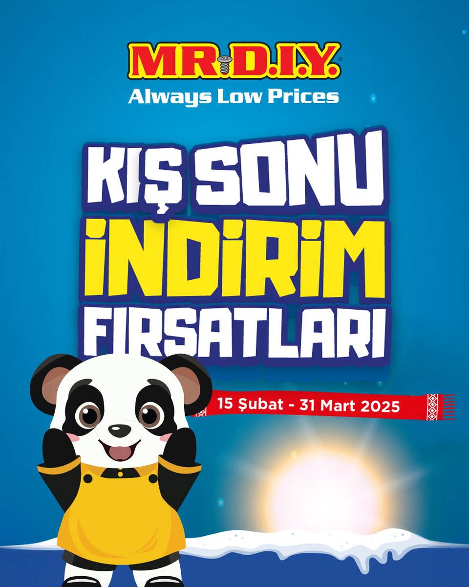 Sezon bitiyor, fırsatlar devam ediyor! MR. DIY Kış Sonu İndirim Fırsatları ile sezonun en avantajlı fiyatlarını kaçırmayın.✨

Hemen en yakın MR. DIY mağazasına uğrayın, fırsatları yakalayın! 🚀

#MRDIY #MRDIYTurkey #Kışİndirimi