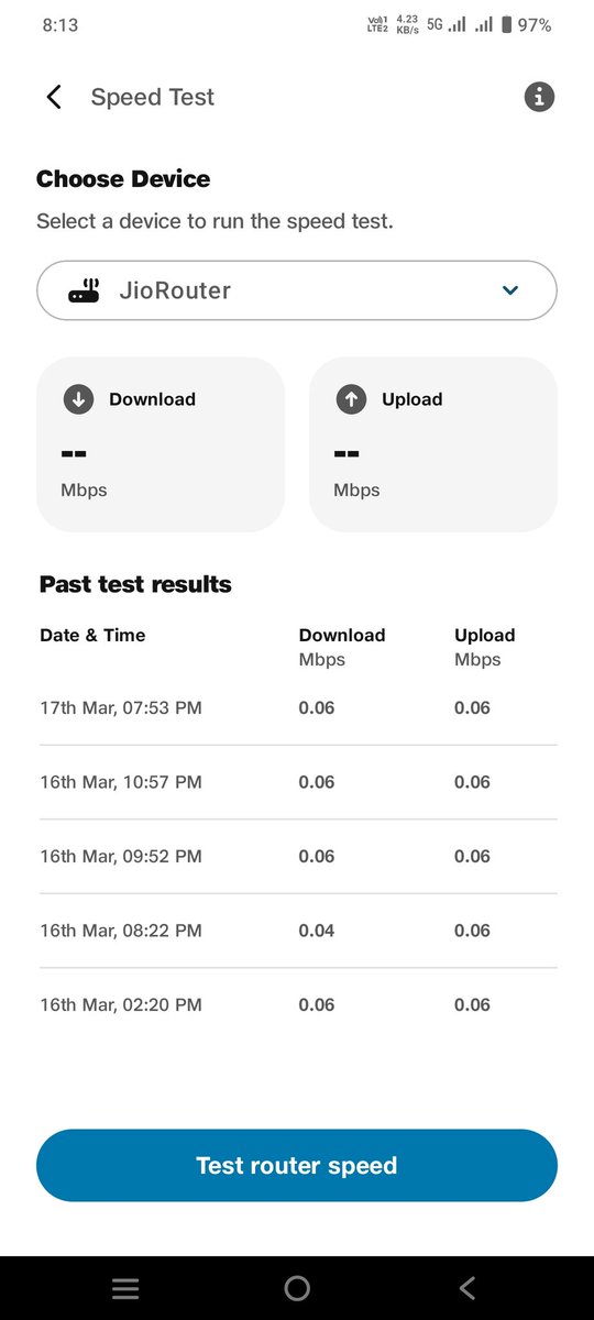 suhel9044's tweet photo. @JioCare Very very poor service for Jio air-fibre. 
My air-fiber not working all light is green but not provided on the internet on any device ( also the Jio set top box). I am calling and mailing to Jio on 13 March and get a service request number and today I got an SMS that the https://t.co/ONYrmLGxHK